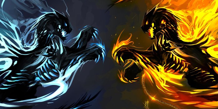 3600x1894 Fire Wolf Wallpapers
