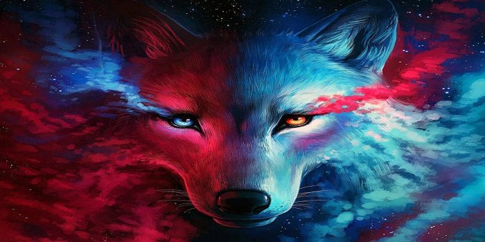 1920x1080 Red and Blue Cool Wolf Logo - LogoDix