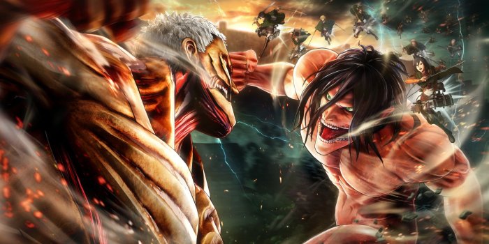 1920x1080 Eren vs. Armored Titan. Wallpaper from Attack on Titan 2