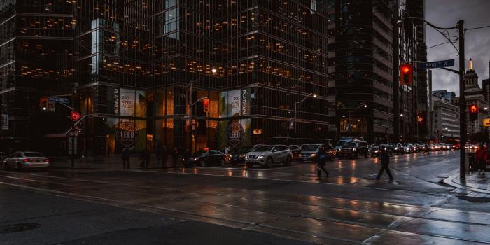 1332x850 Wallpaper people, skyscrapers, the evening, the end of the day, cars