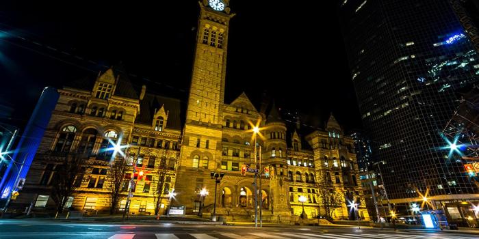 1280x836 Images Canada Toronto night time Street lights Cities Building