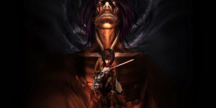 1600x1000 Titan Eren and Mikasa - Shingeki no Kyojin (Attack on titan