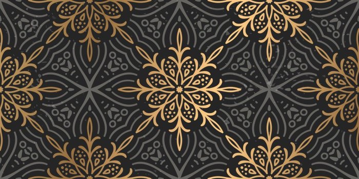 1332x850 Wallpaper grey, gold, black background, pattern, Gold, Floral