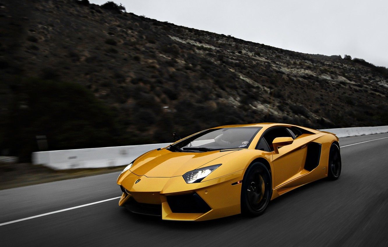 1332x850 Wallpaper Lamborghini, Yellow, speed, LP700-4, Aventador, Supercars