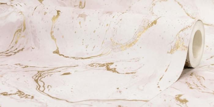 1000x1000 House of Alice Onyx Marble Metallic Wallpaper Pink Gold
