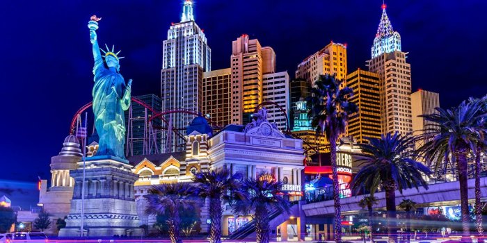 1280x854 Image Statue of Liberty Las Vegas USA night time Cities Houses