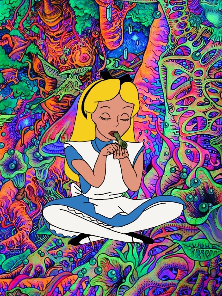 768x1024 Alice In Wonderland Psychedelic Aesthetic Smoking Weed, Trippy
