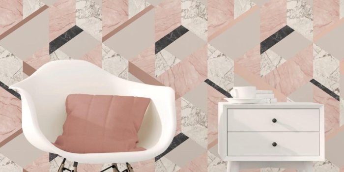 950x950 Marblesque Pink / Rose Gold Marble Geo Wallpaper