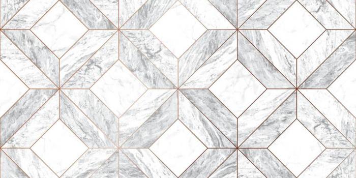 1000x1000 Graham & Brown Marble Marquetry White, Gray and Rose Gold Removable