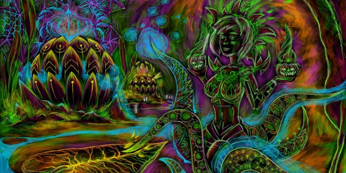 1280x800 Cyber octopus - free psychedelic art wallpaper - Andrei Verner