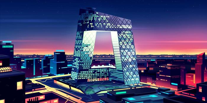 2560x1440 Download 2560x1440 China Beijing, Modern Architecture, Flat Design