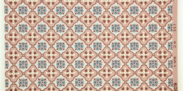 1280x853 1940s Vintage Wallpaper Blue and White Geometric on Mauve