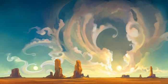 1920x1200 Abstract Desert Rocks Landscape Illustration Desktop Wallpaper