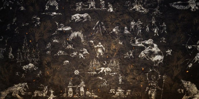 1332x850 Wallpaper surface, creative, wall, texture, painting, animals, bokeh