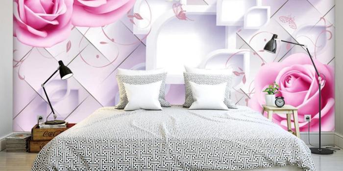 960x960 Custom Photo Wall Mural Modern design 3d Room Wallpaper for Walls 3d  Romantic Painting Pink Rose Floral Living Bedroom Fresco