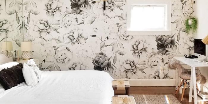 1080x1350 Romantic Peonies Removable Wallpaper in 2019 | Romantic bedroom wall