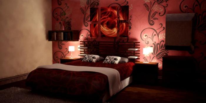 1217x721 Interior Design Red Bedroom Wallpaper | Viva Wallpapers