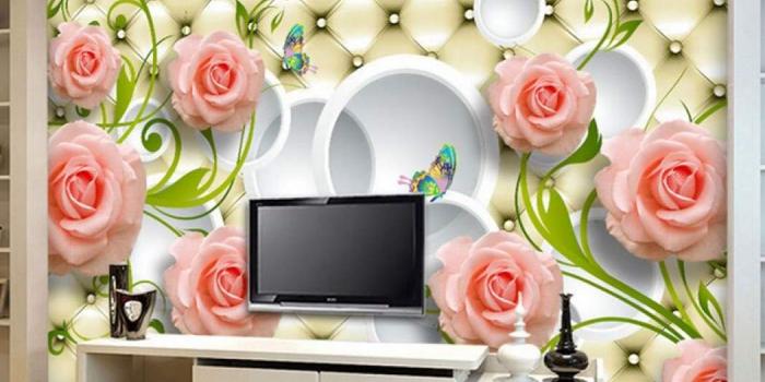 1050x1050 3D Photo Mural Wallpaper Roll Luxury Style Romantic Painting Pink  Stereoscopic Roses Flowers Home Decor For Living Room Bedroom