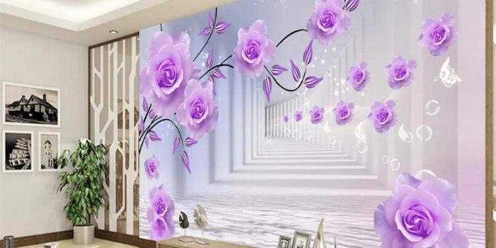 1000x800 Avikalp Exclusive AWZ0245 3D Wallpaper Purple rose reflection Silk  Background Modern Simple Romantic Living Room Bedroom HD 3D Wallpaper