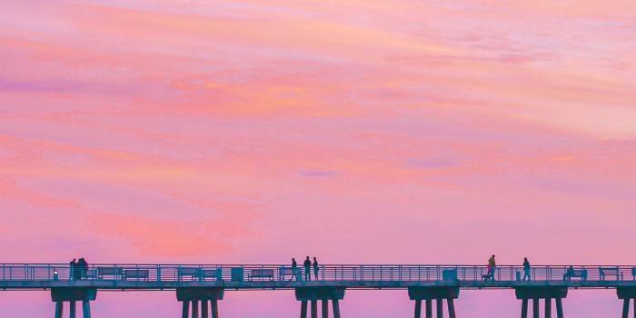 1440x2560 Download wallpaper 1440x2560 pier, sea, surf, pink, hermosa beach