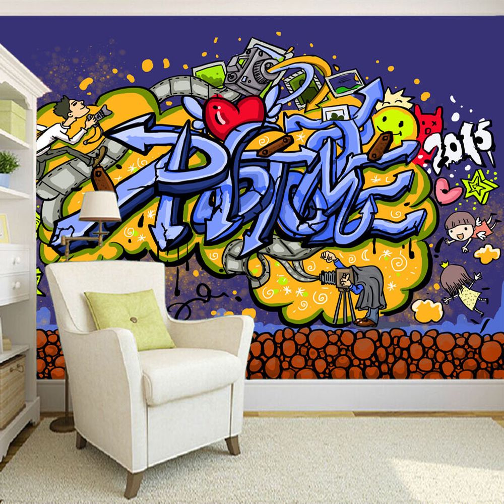 1000x1000 Custom 3D Mural Wallpaper Modern Abstract Graffiti Art Mural Wall