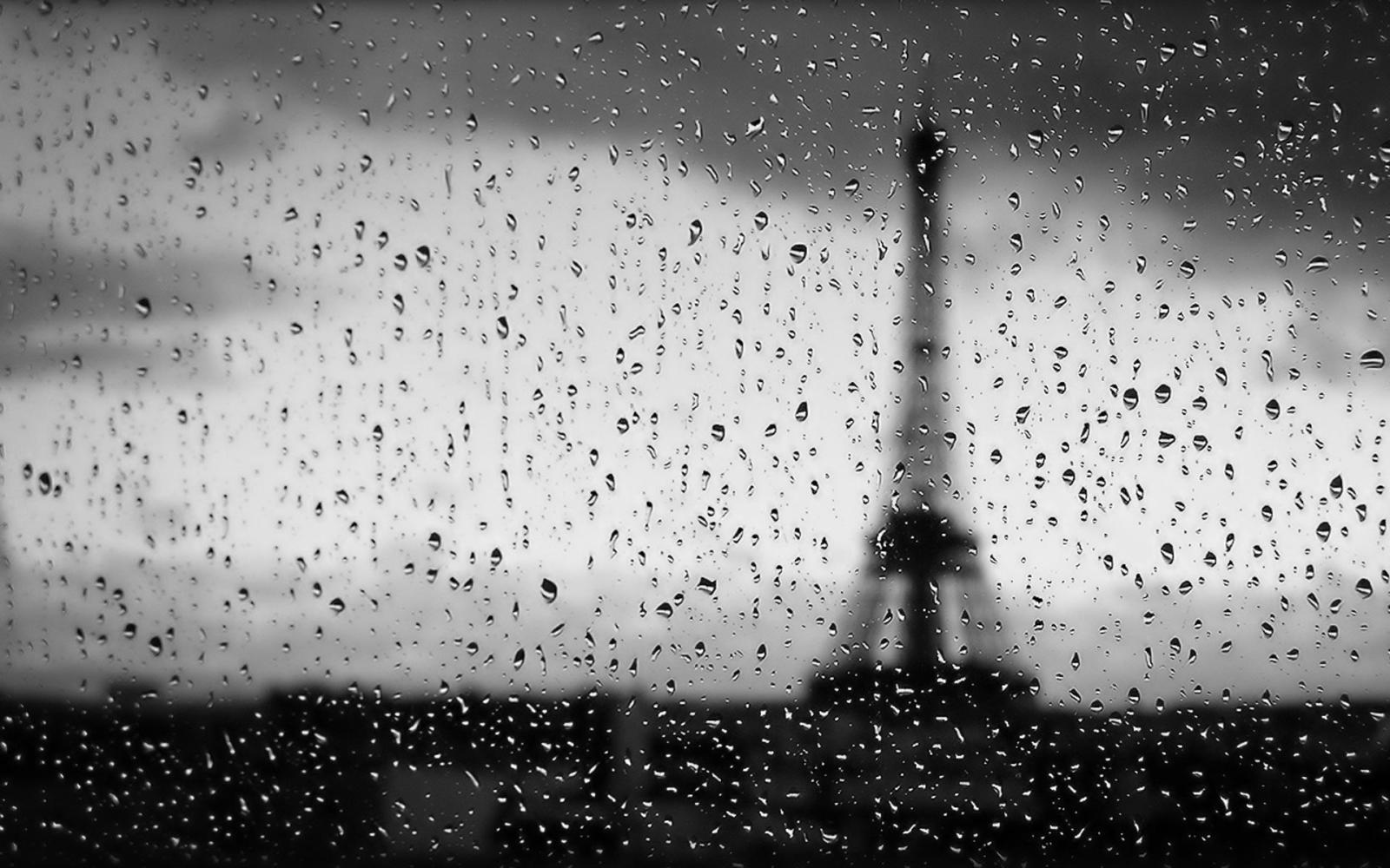 1920x1200 Eiffel Tower Paris Window Water Drops Desktop Wallpaper