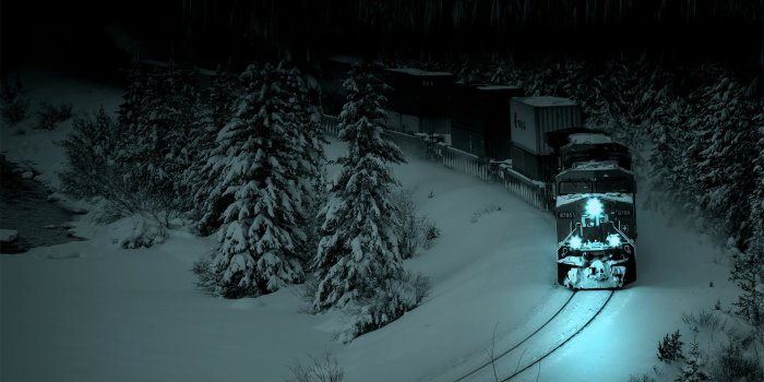 1920x1080 Train in the winter night wallpaper - Photography wallpapers - #26836