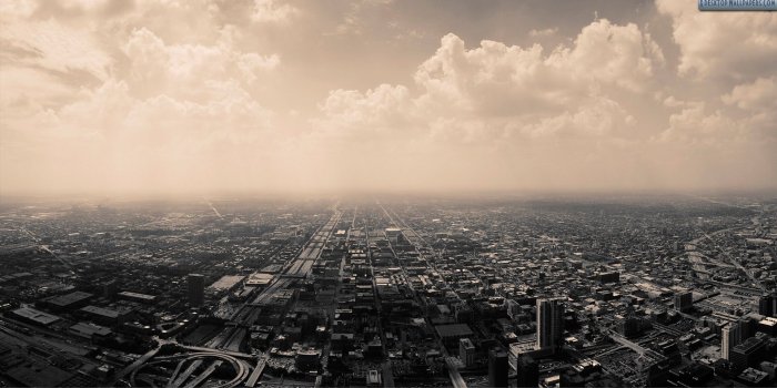 1920x1080 Top View Of Black & White City Wallpaper