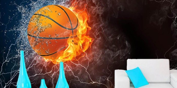1000x800 US $15.6 48% OFF|Papel de pared Basketball Water Fire Ball Sport 3d  wallpapers,living room sofa TV wall bedroom wall papers home decor  murals-in