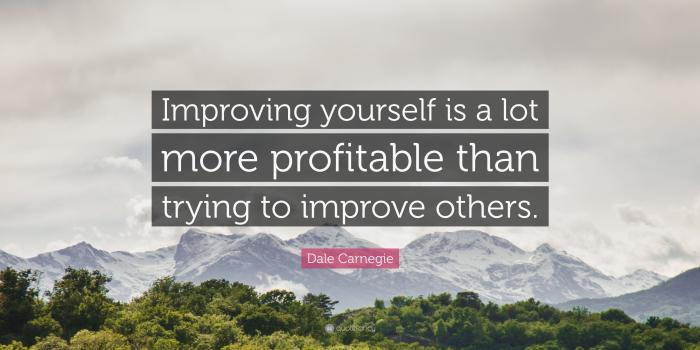 3840x2160 Dale Carnegie Quote: “Improving yourself is a lot more profitable