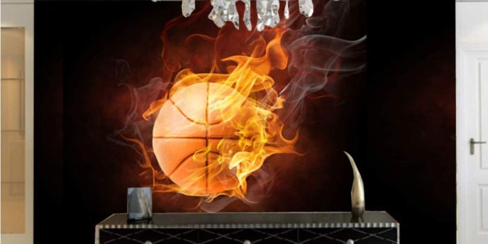 1000x1000 Amazon.com: Pbldb Fire Basketball 3D Wall Photo Mural Wallpaper for