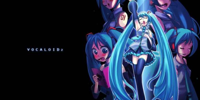1280x1024 black hatsune miku vocaloid «Vocaloid «Topics «Anime wallpapers