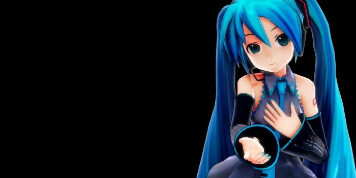 1680x1050 Black blue hair green eyes hatsune miku headphones long hair