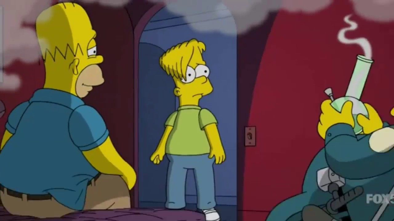 1280x720 The Simpsons--Teenager Bart Party-homer smoking weed