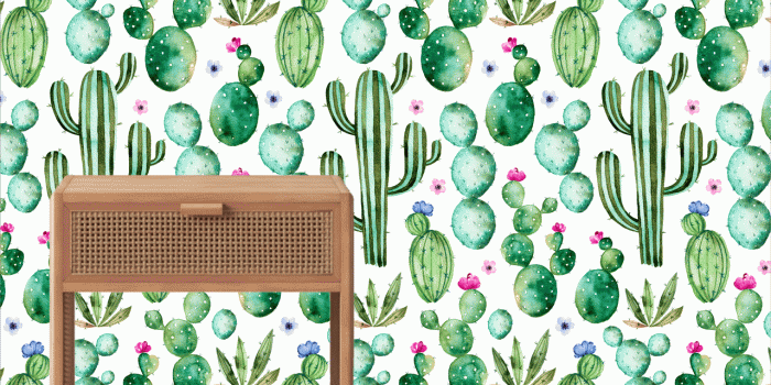 1280x1280 Removable Fabric Wallpaper - Girly Cactus