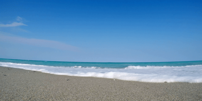 1920x1080 Beautiful peaceful sandy beach turquoise water rolling waves wash up summer  seashore horizon coast skyline simple seascape holiday scenery clear blue 