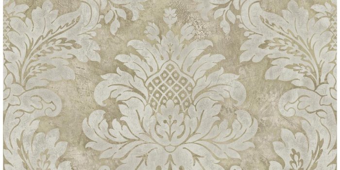 1000x1000 Hampstead Metallic Pewter and Greige Damask Wallpaper