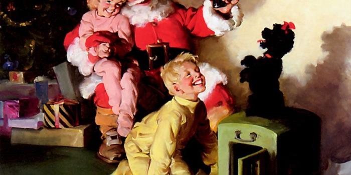 1024x768 Coca Cola Santa And Performing Dog - Christmas Santa
