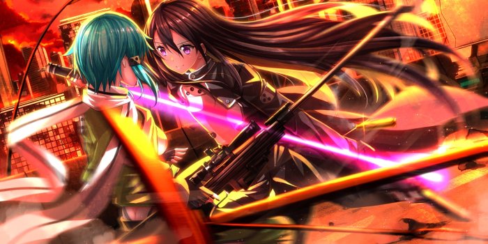 1500x844 Gun Gun Gale Online Kirito Sinon Sword Art Online Swordsouls - Sword