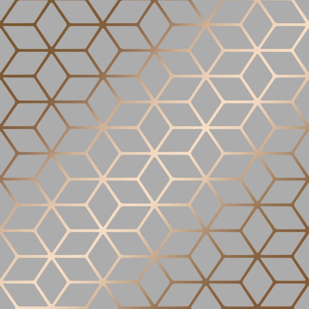 1000x1000 Cubic Shimmer Metallic Wallpaper Grey Copper