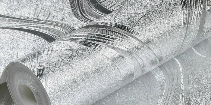 1000x1000 Luxury Foil Silver / Gold Metallic Wallpaper For Walls Roll Metal Silver  Wall Paper Geometric Striped Wallpaper