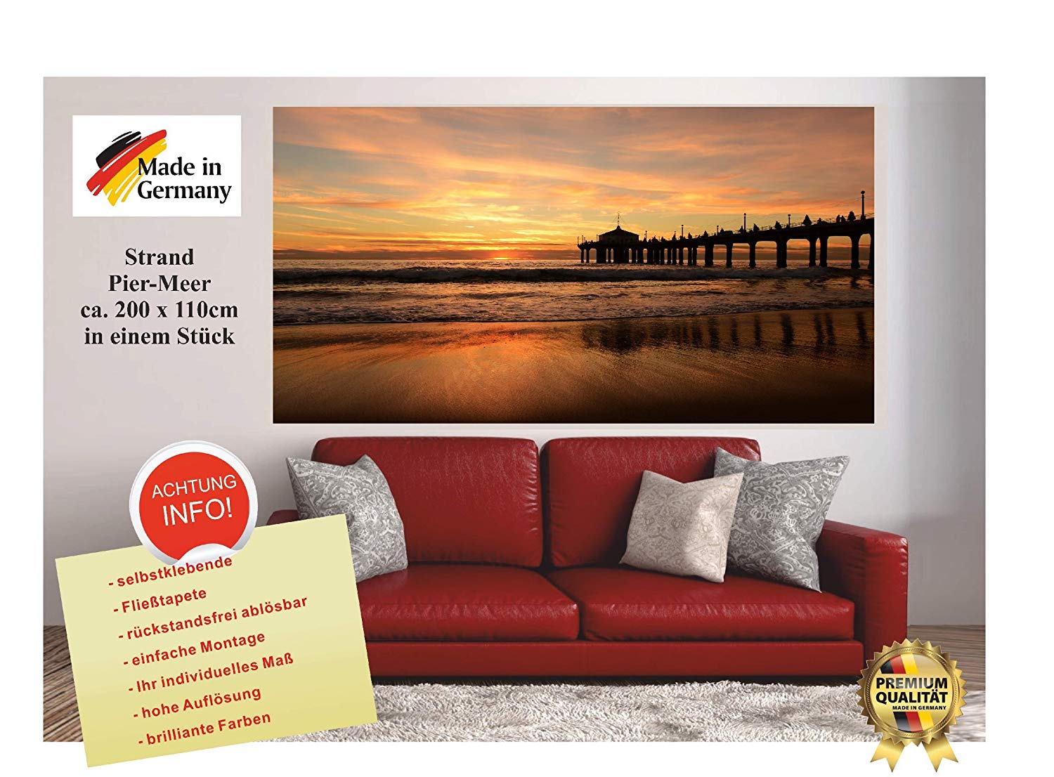 1500x1106 Wall Picture 200X115 CM Photo Poster Wallpaper Pier Sea XXL