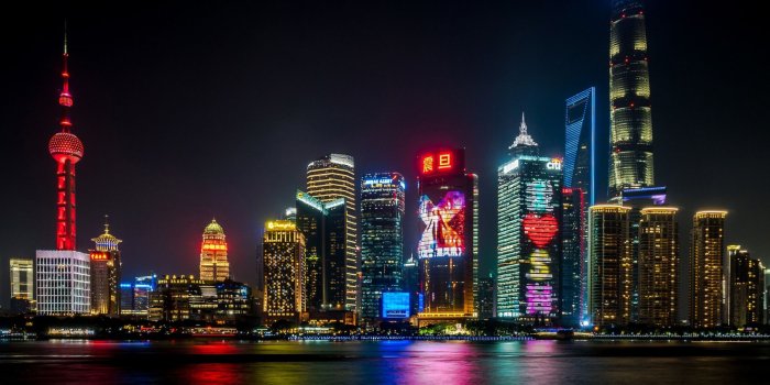 1920x1200 Download wallpapers Shanghai, night city, Huangpu River, cityscapes