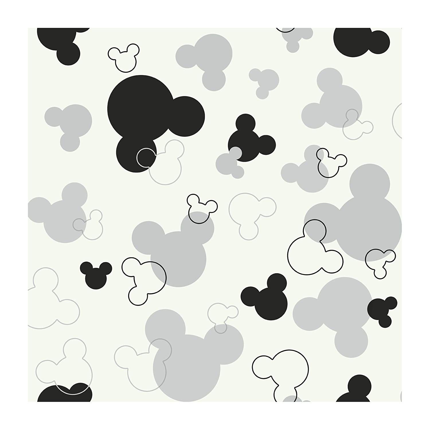 1500x1500 York Wallcoverings Disney Kids Mickey Mouse Heads Removable Wallpaper,  White, Black and Gray