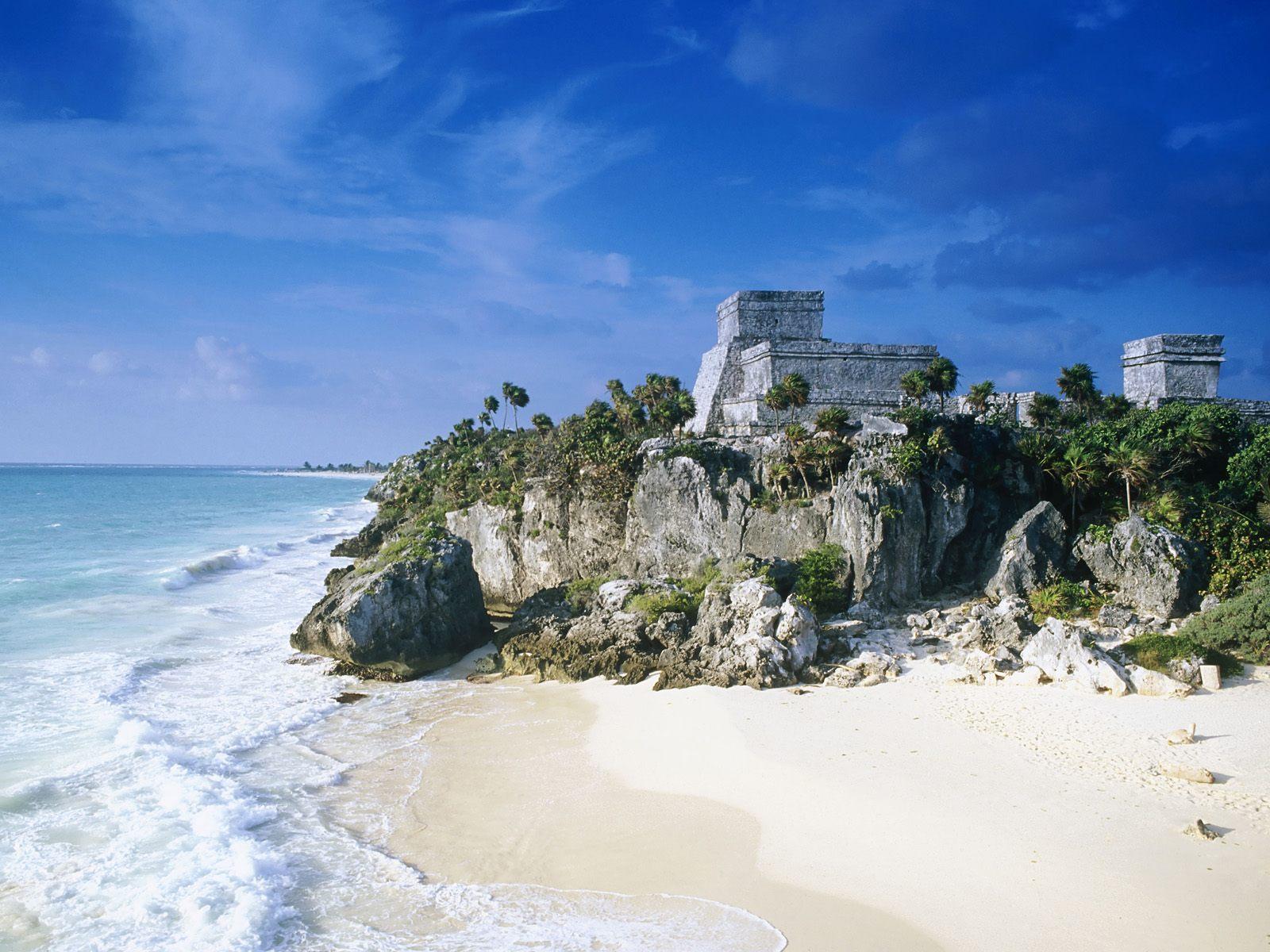 1600x1200 Mayan Ruins Mexico Beach HD desktop wallpaper : Widescreen : High