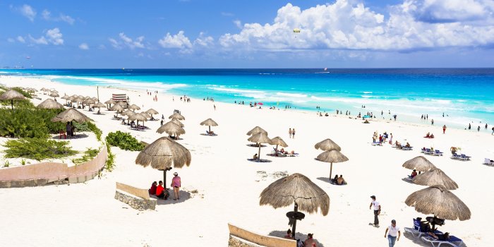 3840x2400 Photo Mexico Cancun Beach Sea Nature Sky Sand Coast Clouds 3840x2400