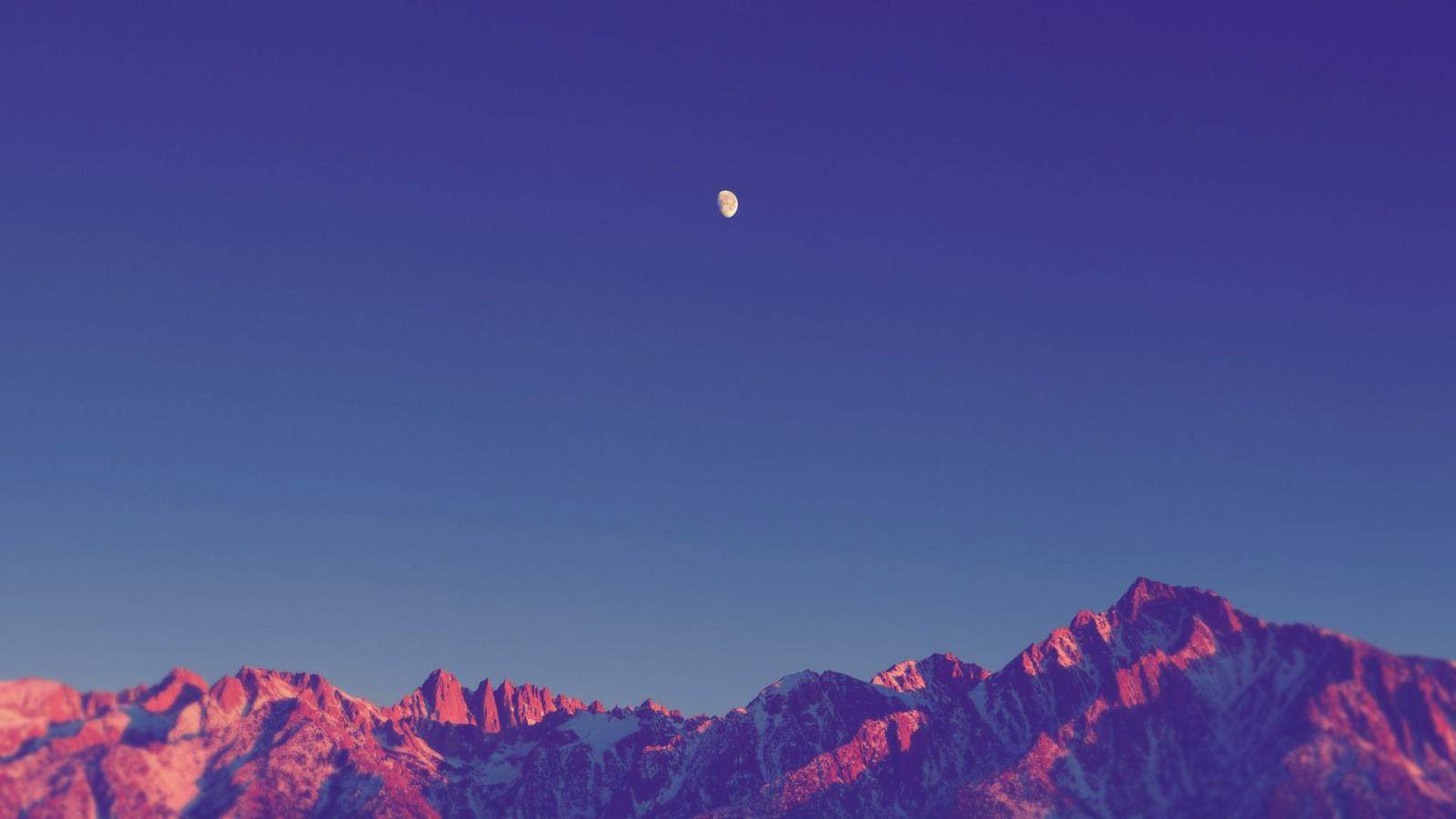 1920x1080 landscape, Simple, Nature, Moon, Shadow, Mountain, Snowy Peak, Sky