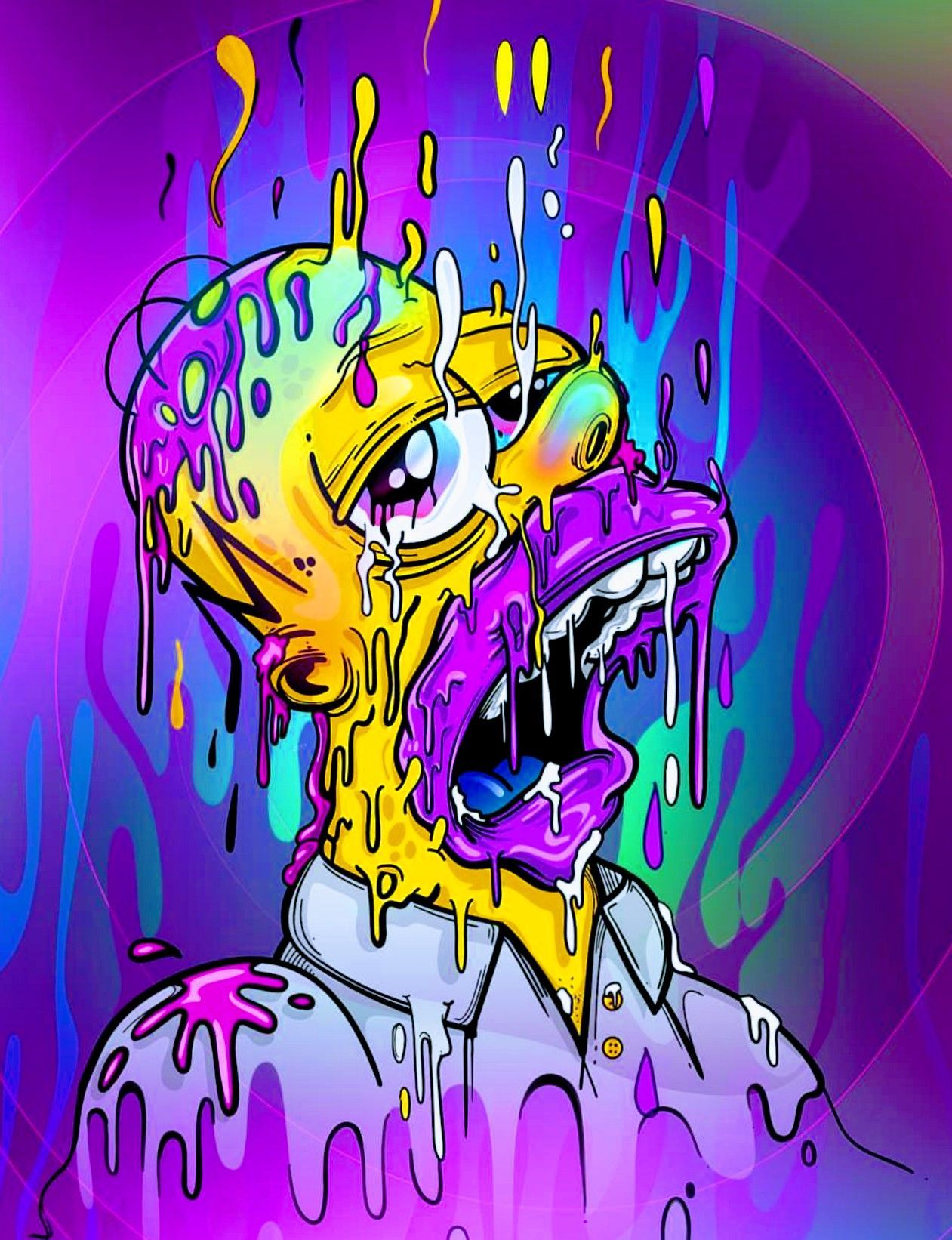 1261x1642 Melting Homer, The Simpsons | trippy shit in 2019 | Simpsons art