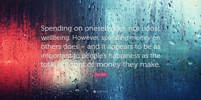 3840x2160 Tom Rath Quote: “Spending on oneself does not boost wellbeing