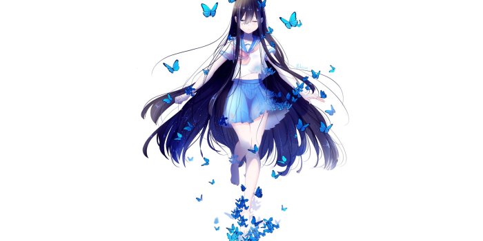 1920x1200 4513836 #school uniform, #blue, #butterfly, #original characters